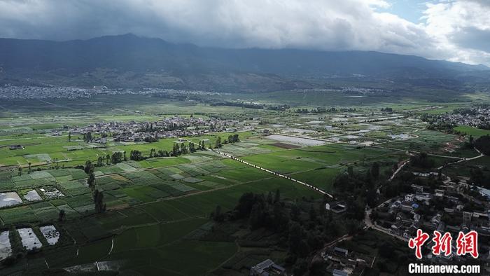 7月9日,航拍鳳羽鎮(zhèn)田園風(fēng)光。<a target='_blank' >中新社</a>記者 劉冉陽 攝 點(diǎn)擊進(jìn)入下一頁